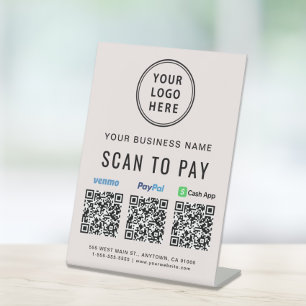 Scan naar PayPal CashApp Venmo QR Codes Logo Reclamebord Met Voetstuk