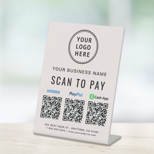 Scan naar PayPal CashApp Venmo QR Codes Logo Reclamebord Met Voetstuk