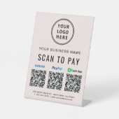 Scan naar PayPal CashApp Venmo QR Codes Logo Reclamebord Met Voetstuk (Voorkant)