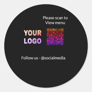 Scan naar uitzicht menu restaurant hotel QR Voeg l Ronde Sticker