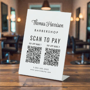 Scan om 2 QR-codes bedrijf tafelmodel te betalen Reclamebord Met Voetstuk