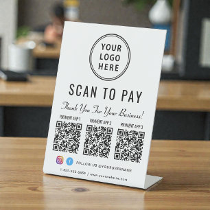 Scan om 3 betaal-QR-codes te betalen Logo Reclamebord Met Voetstuk