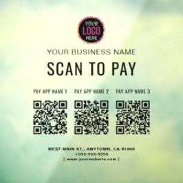 Scan om 3 QR-codes bedrijfslogo te betalen Raamsticker