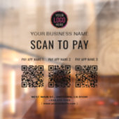 Scan om 3 QR-codes zakelijk logo te betalen Raamsticker (Vel 2)