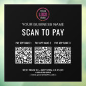 Scan om 3 QR-codes Zakelijk Logo te Betalen Raamsticker (Vel 3)