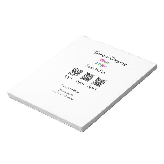 Scan om bedrijfslogo Q R-code social media te beta Notitieblok (Linkerzijde)