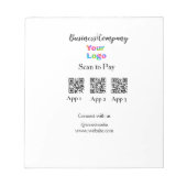 Scan om bedrijfslogo Q R-code social media te beta Notitieblok (Voorkant)