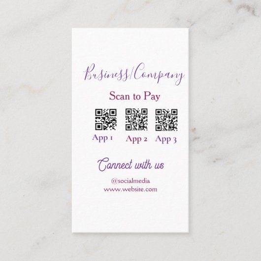 Scan om bedrijfslogo Q R-code social media te beta Visitekaartje (Voorkant)