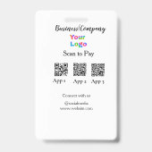 Scan om bedrijfslogo Q R-code sociale media te bet Badge (Achterkant)