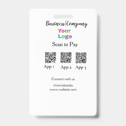 Scan om bedrijfslogo Q R-code sociale media te bet Badge (Voorzijde)