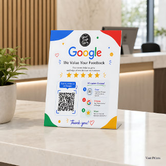 Scan om Google QR-code klantfeedback te bekijken Reclamebord Met Voetstuk