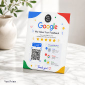 Scan om Google QR-code klantfeedback te bekijken Reclamebord Met Voetstuk