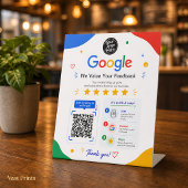 Scan om Google QR-code klantfeedback te bekijken Reclamebord Met Voetstuk