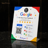Scan om Google QR-code klantfeedback te bekijken Reclamebord Met Voetstuk