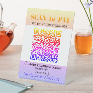 Scan om hier te betalen Aanpasbare QR-code bordje Reclamebord Met Voetstuk