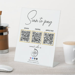 Scan om logo QR-code van bedrijfsbetaling te betal Reclamebord Met Voetstuk