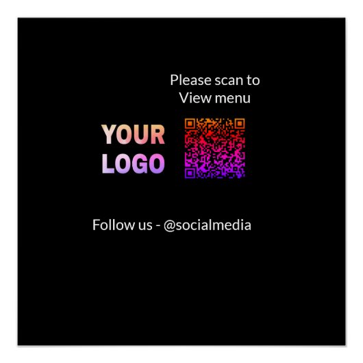 Scan om menurestaurant hotel QR-logo tekst te beki Perfect Poster (Voorkant)
