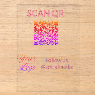 Scan om menurestaurant hotel QR-logo tekst weer te Acryl Uitnodigingen