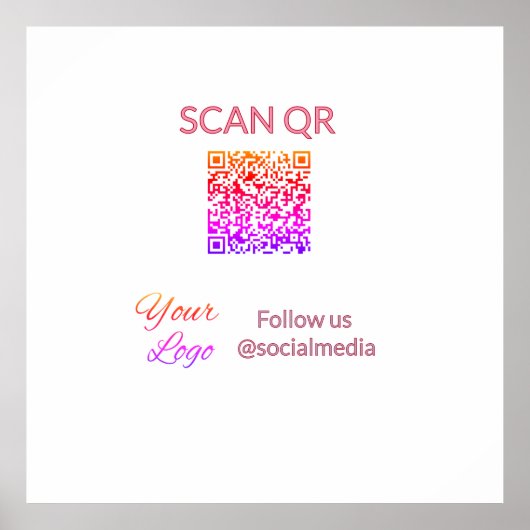 Scan om menurestaurant hotel QR-logo tekst weer te Poster (Voorkant)