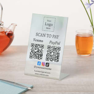 Scan om QR-code betaling business tafel tentoonste Reclamebord Met Voetstuk