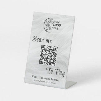 Scan om QR-code betaling te betalen Zakelijke tafe Reclamebord Met Voetstuk