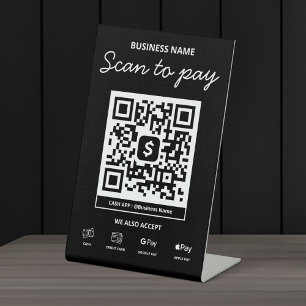 Scan om QR-code Cash-app en meer te betalen Reclamebord Met Voetstuk
