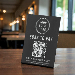 Scan om QR-code logo zwart te betalen Reclamebord Met Voetstuk