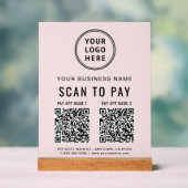 Scan om QR-code roze tafelmodel te betalen Acryl Bord (Neutraal)