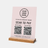 Scan om QR-code roze tafelmodel te betalen Acryl Bord (Hoek)