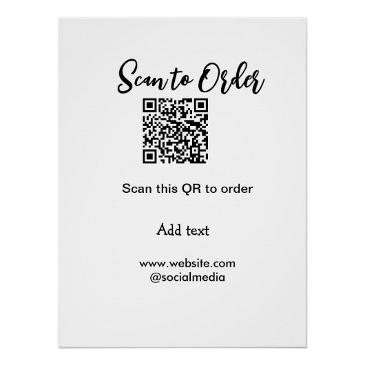 Scan om QR-code te bestellen, voeg website e-mail Perfect Poster (Voorkant)