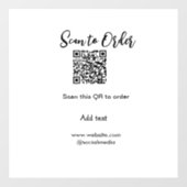 Scan om QR-code te bestellen, voeg website e-mail  Raamsticker (Vel)