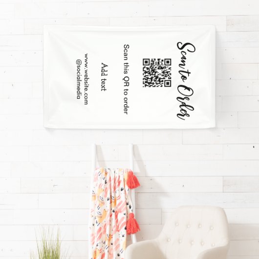 Scan om QR-code te bestellen, voeg website e-mail  Spandoek (Insitu)