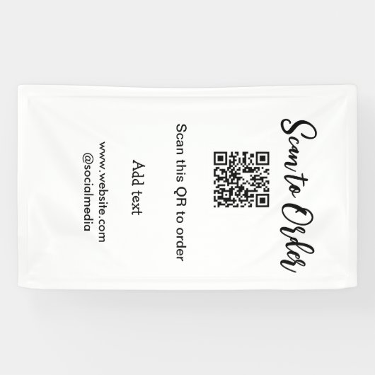 Scan om QR-code te bestellen, voeg website e-mail  Spandoek (Horizontaal)