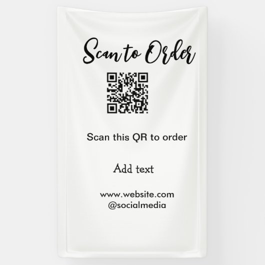 Scan om QR-code te bestellen, voeg website e-mail  Spandoek (Verticaal)