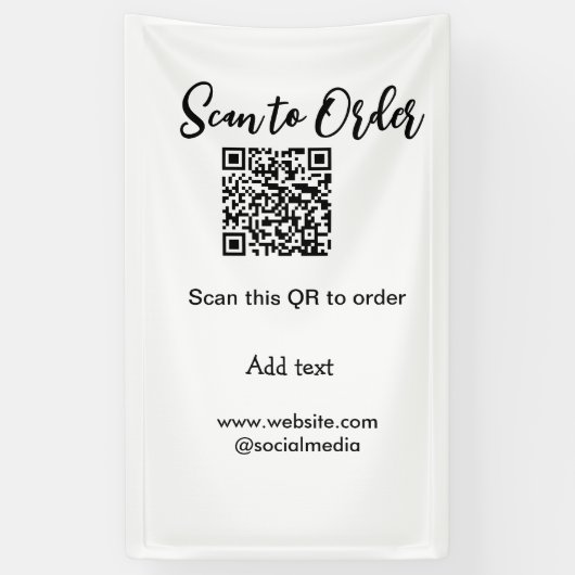Scan om QR-code te bestellen website e-mail toevoe Spandoek (Verticaal)
