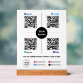 Scan om QR-code te betalen PayPal, Venmo, Cash App Acryl Bord (Neutraal)