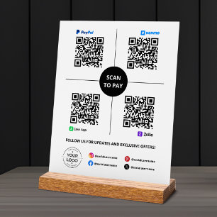 Scan om QR-code te betalen PayPal, Venmo, Cash App Acryl Bord