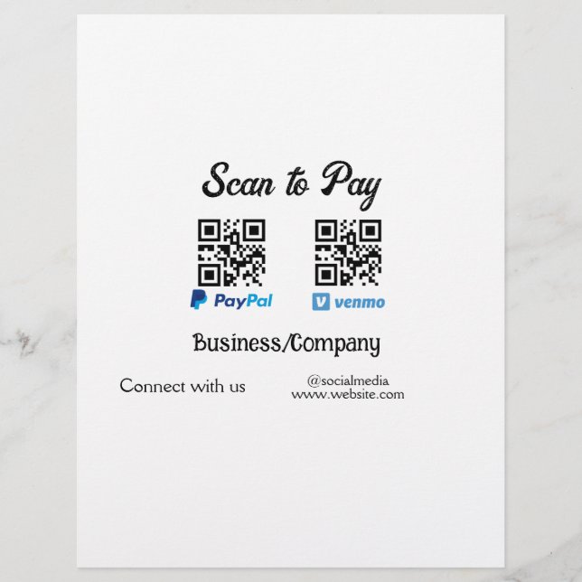 Scan om QR-code te betalen PayPal Venmo voeg uw we Briefhoofd (Voorkant)