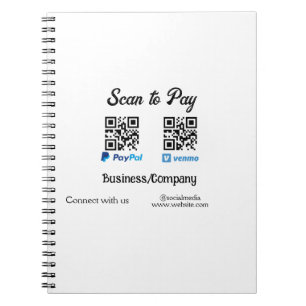 Scan om QR-code te betalen PayPal Venmo voeg uw we Notitieboek