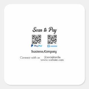 Scan om QR-code te betalen PayPal Venmo voeg uw we Vierkante Sticker