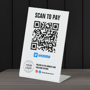 Scan om QR-code te betalen Venmo-bord Reclamebord Met Voetstuk