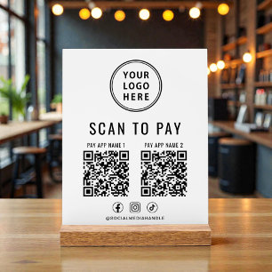 Scan om QR-code te betalen wit blad op tafel Acryl Bord