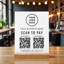 Scan om QR-code te betalen Witte tafelmodel Acryl Bord