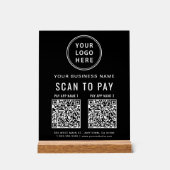 Scan om QR-code te betalen Zwart Tafelmodel Acryl Bord (Voorkant)