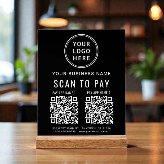 Scan om QR-code te betalen Zwart Tafelmodel Acryl Bord