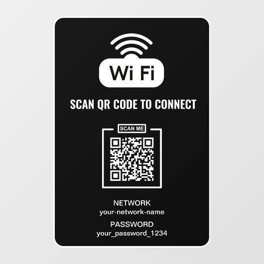 Scan om QR-code WIFI-wachtwoordnetwerk te verbinde Raamsticker (Vel)