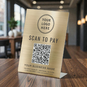 Scan om QR-code zakelijk logo goud te betalen Reclamebord Met Voetstuk