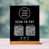 Scan om QR-code zwart tafelblad te betalen Acryl Bord (Neutraal)