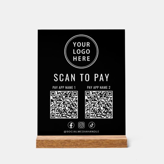 Scan om QR-code zwart tafelblad te betalen Acryl Bord (Voorkant)
