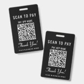 Scan om QR-code zwart te betalen Badge (Voor- en achterkant)